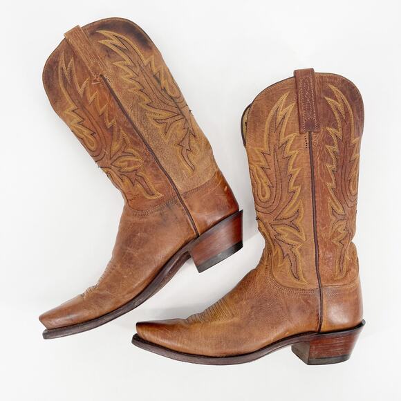 Lucchese Savannah N4540 Women’s 6.5 Tan Leather Snip Toe Cowgirl Western Boots - Picture 4 of 11